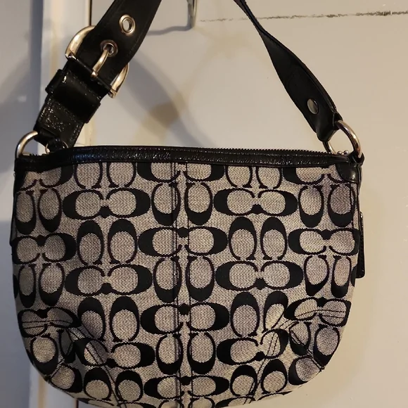 Coach Black and Gray Hobo Bag with Monogram Pattern - Picture 3 of 9